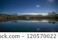 Bright night sky reflected in the lake 120570022