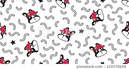 dog seamless pattern french bulldog sport golf cap star vector pet cartoon doodle gift wrapping paper tile background repeat wallpaper scarf isolated illustration design 120570049