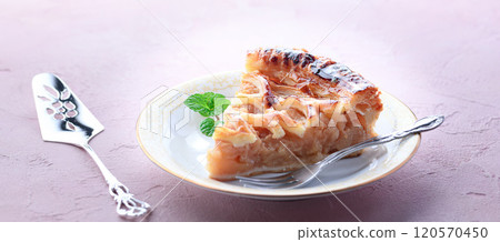 Apple pie (cut image) pink background Apple pie (cut image) pink background 120570450