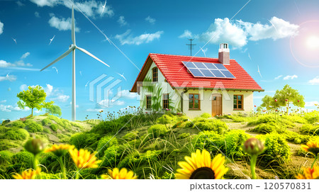 Wind turbines for the production of green energy. AI Generated 120570831