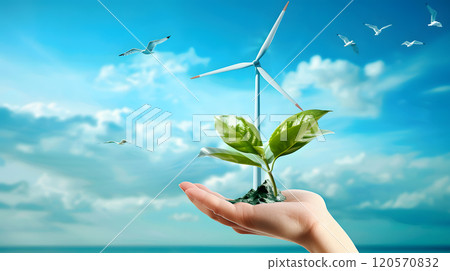 Wind turbines for the production of green energy. AI Generated 120570832