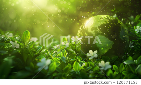 Green energy concept with light bulb and nature. AI Generated 120571155