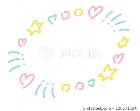 帶有心形和星星的花式橢圓形框架 - 圓形、三角形、方形 120571184
