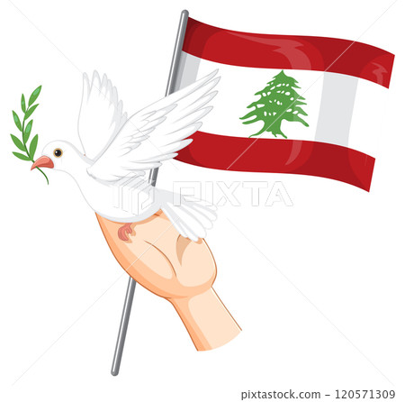 Peace and Unity with Lebanese Flag Peace and Unity with Lebanese Flag 120571309