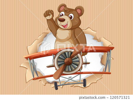 Bear Pilot in Vintage Airplane Bear Pilot in Vintage Airplane 120571321
