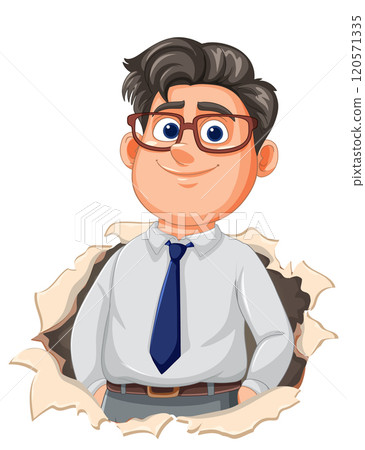Confident Businessman Breaking Through Paper Confident Businessman Breaking Through Paper 120571335