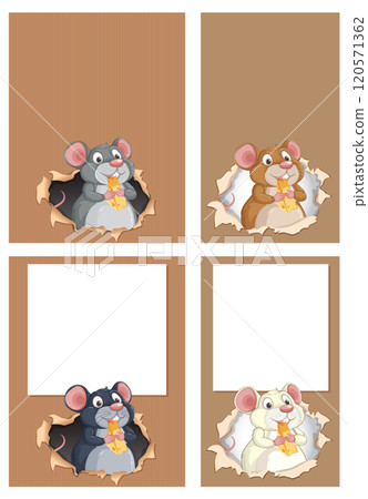 Cute Mice with Cheese Illustration 120571362