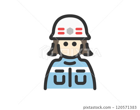 女性緊急救援人員圖示的插圖（線條畫顏色） 120571383