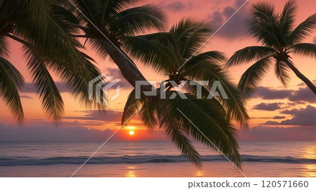 度假村海灘的日落 120571660