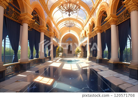 RPG奇幻遊戲背景異世界神殿走廊大廳 120571708