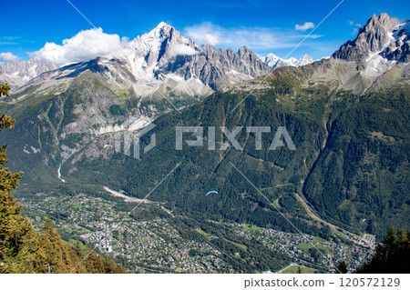 View of the Chamonix Valley from the Le Previn observation deck, Chamonix, France 120572129