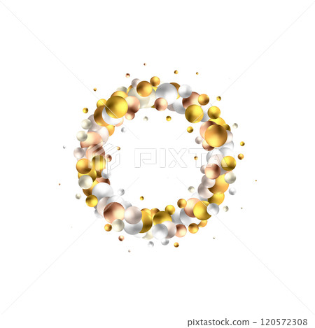 Shiny balls with different size on simple gradient background. Glossy bubbles in empty space. Abstract composition with chaotic floating spheres. 3d rendering. Eps 10 120572308