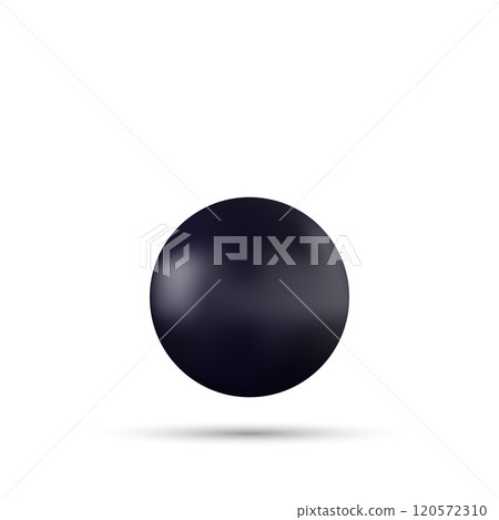Black ball with shadow isolated on white background. Realistic metal ball 3d sphere or shiny glossy bubble. Vector illustration. Eps 10 120572310