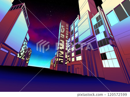 夜間建築街道的背景圖,星星閃閃發光 夜間建築街道的背景圖,星星閃閃發光 120572599