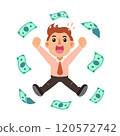 Cartoon businessman with money banknotes 120572742