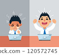 Cartoon businessman expressing different emotions 120572745