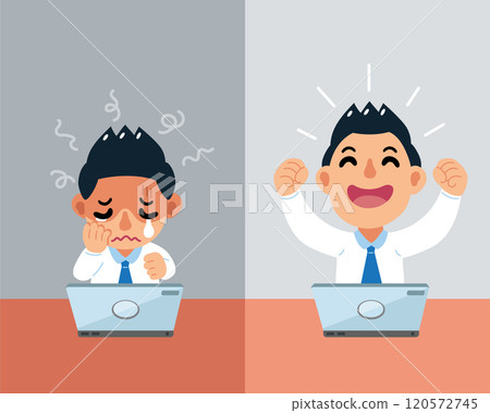Cartoon businessman expressing different emotions Cartoon businessman expressing different emotions 120572745