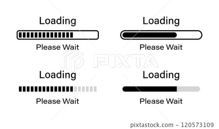 Loading please wait symbol infographics set in black color. Set of 70 percent loading infographics in four different styles- Bar, Rectangular bar, Rounded bar, Rectangular bar isolated for light mode. Loading please wait symbol infographics set in black color. Set of 70 percent loading infographics in four different styles- Bar, Rectangular bar, Rounded bar, Rectangular bar isolated for light mode. 120573109