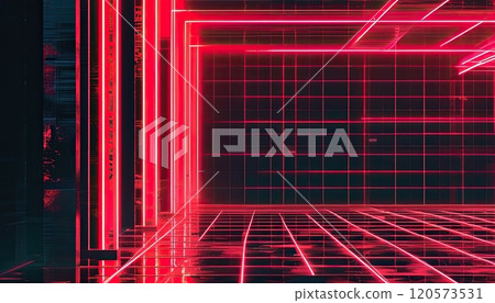 Retro-futuristic neon red backdrop, perfect for text or product placement Retro-futuristic neon red backdrop, perfect for text or product placement 120573531