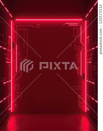 Retro-futuristic neon red backdrop, perfect for text or product placement Retro-futuristic neon red backdrop, perfect for text or product placement 120573532