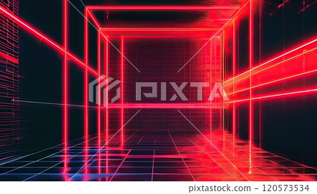Retro-futuristic neon red backdrop, perfect for text or product placement Retro-futuristic neon red backdrop, perfect for text or product placement 120573534
