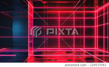 Retro-futuristic neon red backdrop, perfect for text or product placement Retro-futuristic neon red backdrop, perfect for text or product placement 120573561