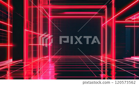 Retro-futuristic neon red backdrop, perfect for text or product placement 120573562