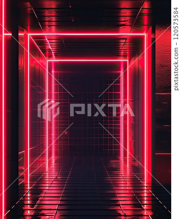 Retro-futuristic neon red backdrop, perfect for text or product placement Retro-futuristic neon red backdrop, perfect for text or product placement 120573584