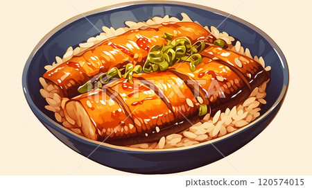 卡通美味的鳗鱼饭插画 120574015