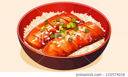 卡通美味的鳗鱼饭插画 120574016