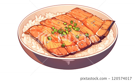 卡通美味的鳗鱼饭插画 120574017