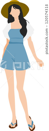 一個穿著夏天衣服的女人的插圖 120574318