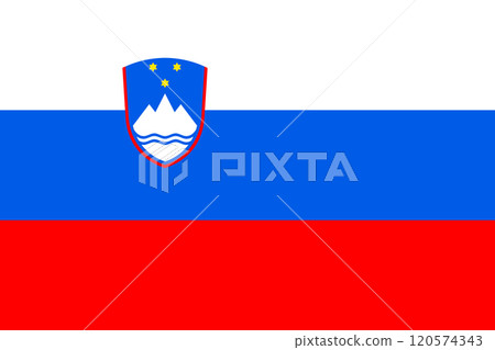 Slovenia flag in official colors, dimensions and aspect ratio. Vector flag symbolizing national pride, identity, heritage, patriotism and authority 120574343