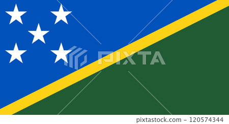 Solomon Islands flag in official colors, dimensions and aspect ratio. Vector flag symbolizing national pride, identity, heritage, patriotism and authority 120574344