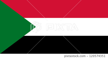 Sudan flag in official colors, dimensions and aspect ratio. Vector flag symbolizing national pride, identity, heritage, patriotism and authority 120574351