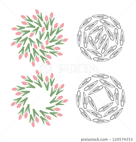 Colorful and Outline tulips Round Frames and Circle Springtime backgrounds textures Set 4 Templates Colorful and Outline tulips Round Frames and Circle Springtime backgrounds textures Set 4 Templates 120574353
