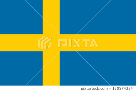 Sweden flag in official colors, dimensions and aspect ratio. Vector flag symbolizing national pride, identity, heritage, patriotism and authority Sweden flag in official colors, dimensions and aspect ratio. Vector flag symbolizing national pride, identity, heritage, patriotism and authority 120574354