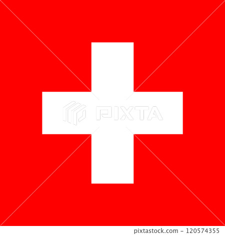 Switzerland flag in official colors, dimensions and aspect ratio. Vector flag symbolizing national pride, identity, heritage, patriotism and authority 120574355