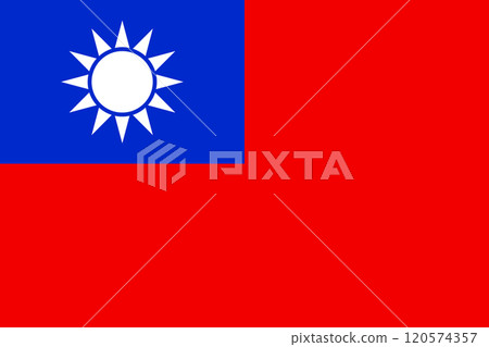 Taiwan flag in official colors, dimensions and aspect ratio. Vector flag symbolizing national pride, identity, heritage, patriotism and authority 120574357