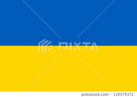 Ukraine flag in official colors, dimensions and aspect ratio. Vector flag symbolizing national pride, identity, heritage, patriotism and authority 120574372
