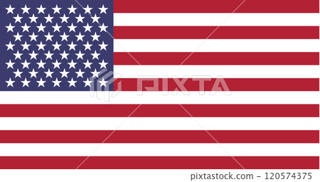 United States of America flag in official colors, dimensions and aspect ratio. Vector flag symbolizing national pride, identity, heritage, patriotism and authority 120574375