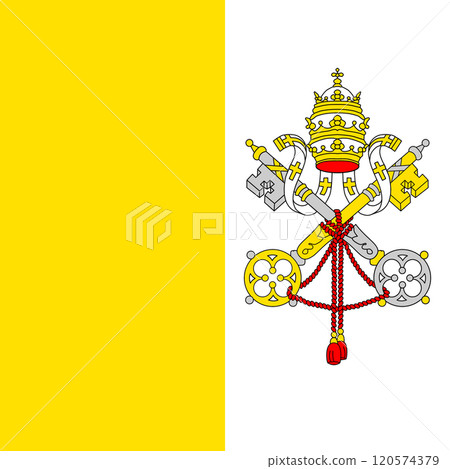 Vatican City flag in official colors, dimensions and aspect ratio. Vector flag symbolizing national pride, identity, heritage, patriotism and authority 120574379