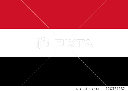 Yemen flag in official colors, dimensions and aspect ratio. Vector flag symbolizing national pride, identity, heritage, patriotism and authority 120574382