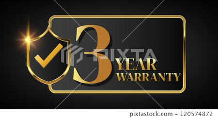 3 year warranty logo with golden banner 3 year warranty logo with golden banner 120574872