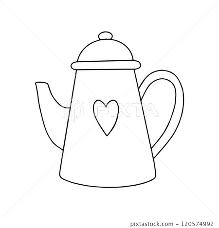 Vector drawing, cute christmas teapot. illustration in doodle style. Coloring book Vector drawing, cute christmas teapot. illustration in doodle style. Coloring book 120574992