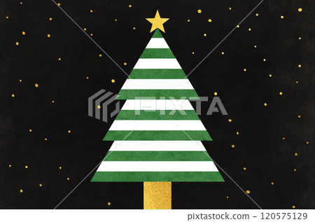 Japanese modern Christmas_Christmas tree illustration at night on Japanese paper background 120575129