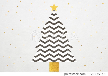 Japanese modern Christmas_Christmas tree illustration on Japanese paper background Japanese modern Christmas_Christmas tree illustration on Japanese paper background 120575148