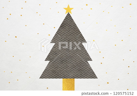 Japanese modern Christmas_Christmas tree illustration on Japanese paper background 120575152
