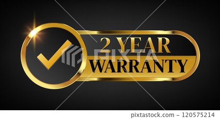 2 year warranty logo with golden banner 120575214