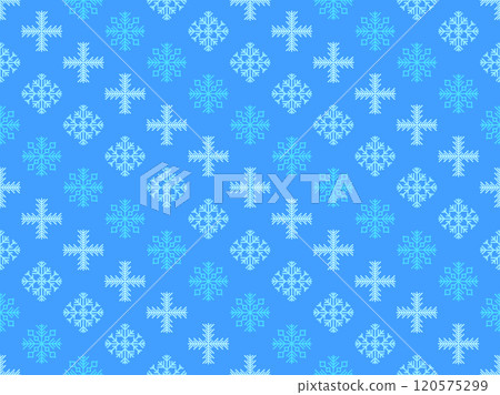 Snowflakes seamless pattern. Winter background with geometric snowflakes of different shapes. Christmas and New Year design for wrapper, banner, and poster. Vector illustration 120575299